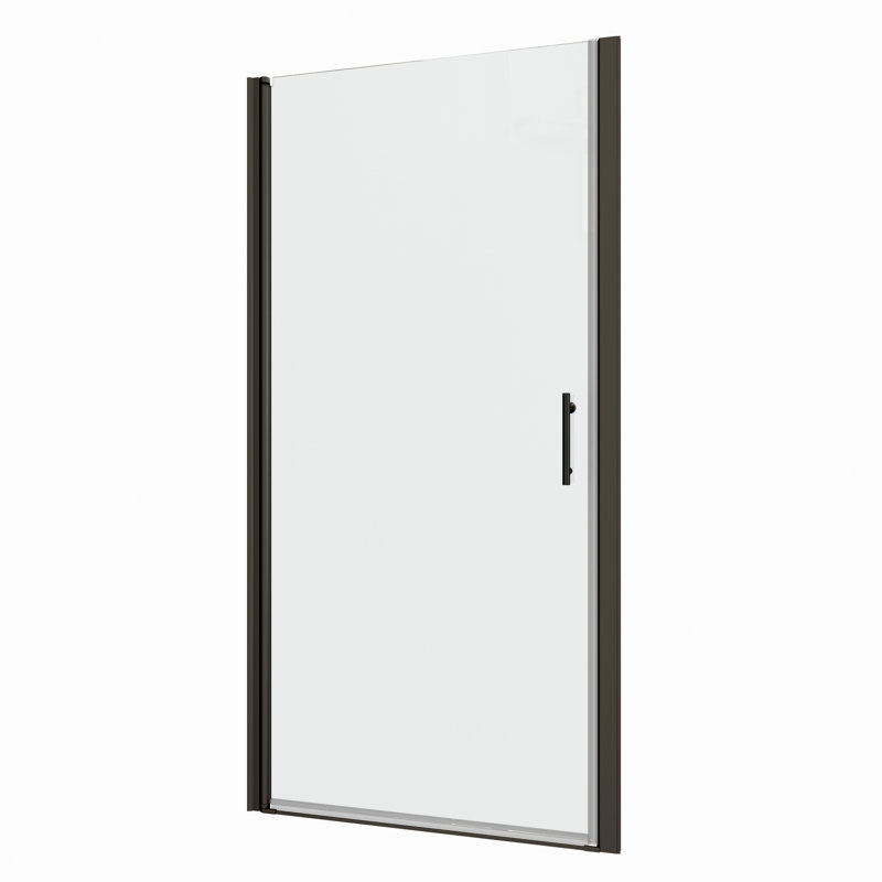 Universal Pivot Shower Door In Matted Black - 1/4" Tempered Glass, 1 3/8" Adjustable, 36000 Times Opening And Closing Trials, Leak-, Simple Installation Advanced Leak Function, Steps