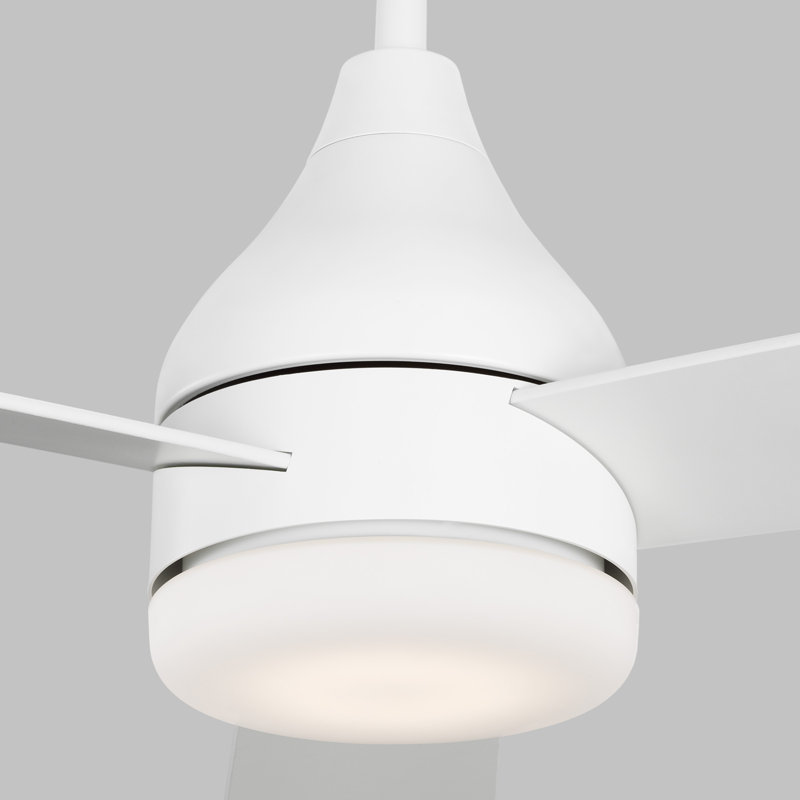 Smart LED Ceiling Fan, Matte White with White Blades, 52 inches
