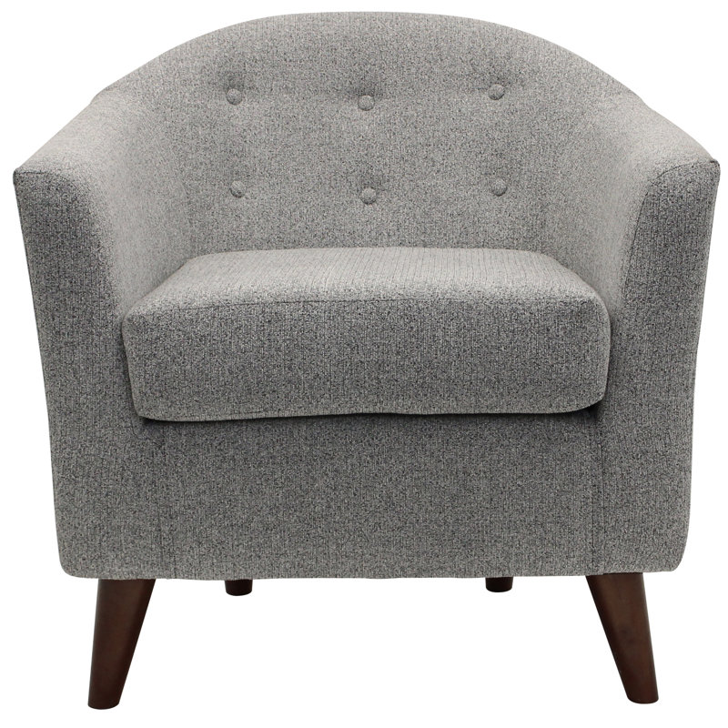 Fauteuil demi-tonneau en polyester capitonné de 30 po Navin, Mélange de polyester bois de frêne Terrace