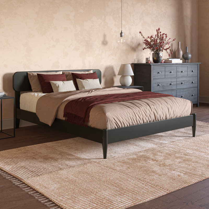 Vetu Solid Wood Spindle Bed, Queen, Black