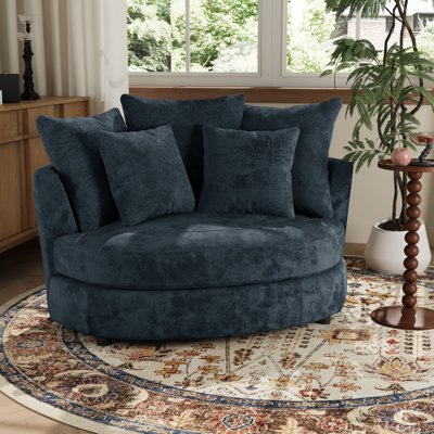 54.9"W Slipcovered Accent Barrel Chair,modern Oversized Sofa Chair With Pillows