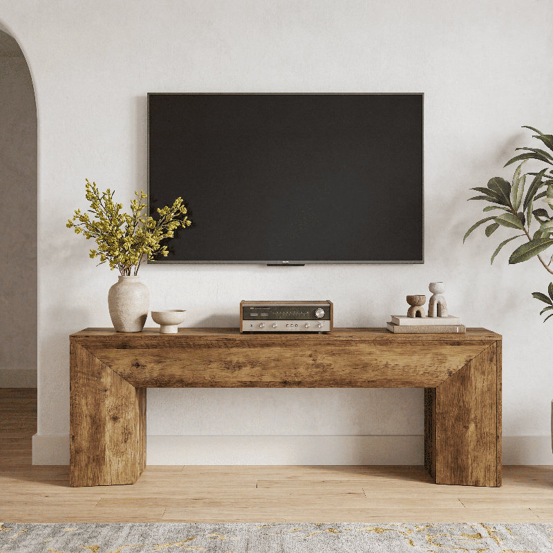63" TV Stand  for 55/60/65/75" TVs, Long Entertainment Center with Hidden Metal Frame for Living Room, Bedroom
