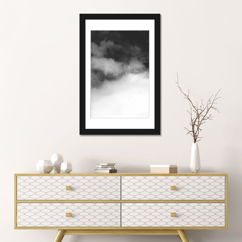 «Overcast», reproduction d'impression sur toile, H 24 po x l 16 po x P 1 po, Papier d'art encadré noir, Blanc