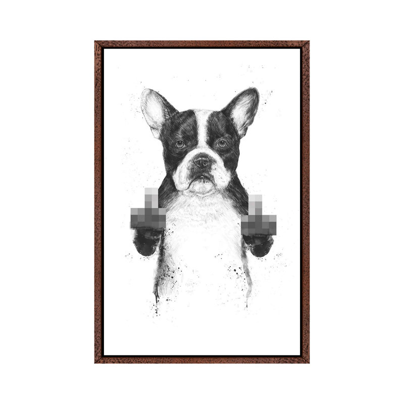 Censored Dog by Balazs Solti - Print on Canvas, Classic Brown Wood Framed, 101.6cm H x 66.04cm W x 3.81cm D