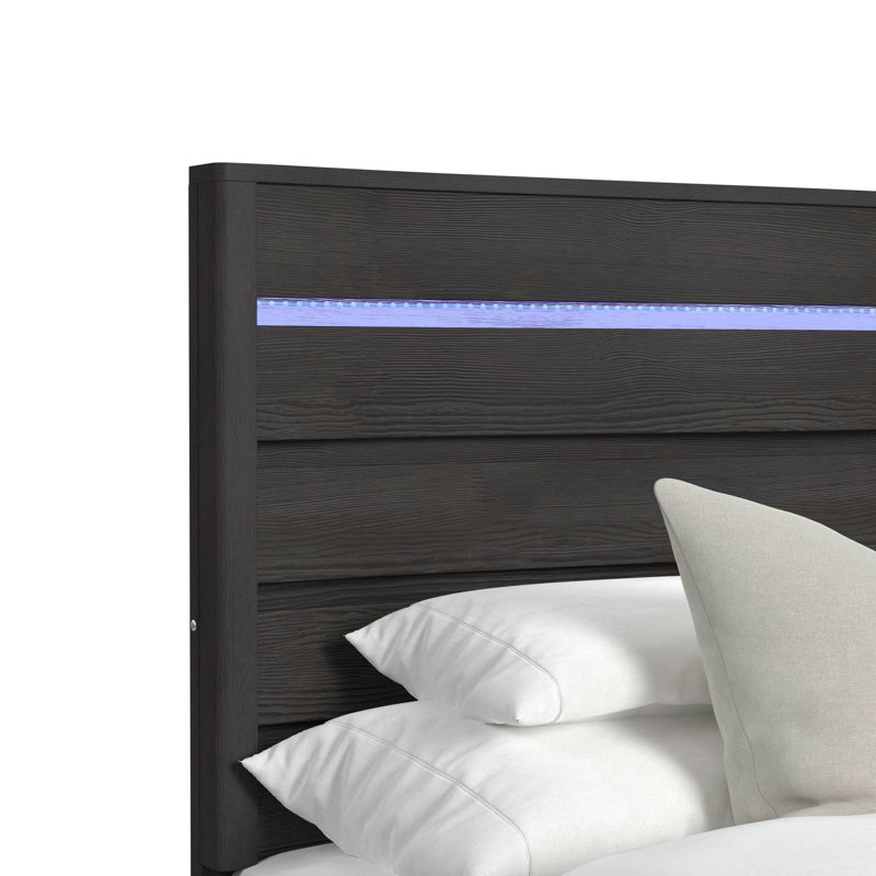 Harmonia Bed With LED In Black, Twin