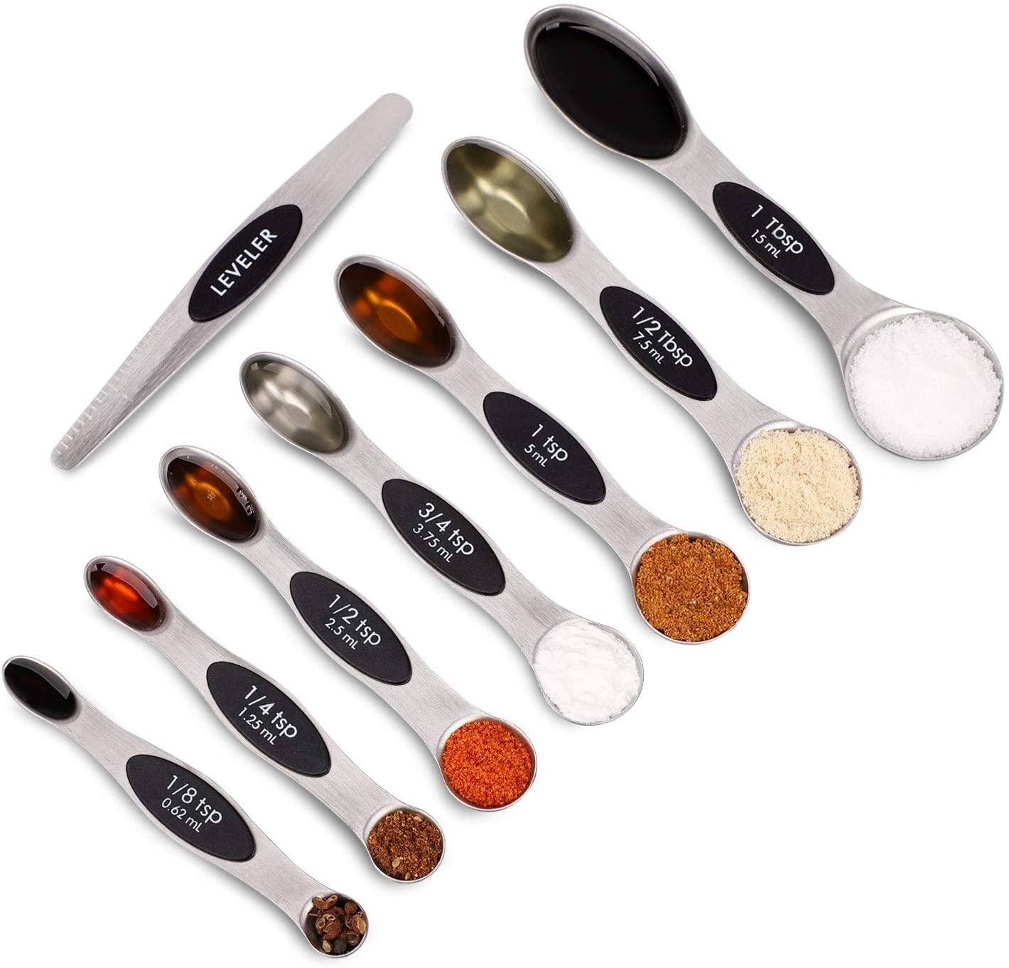 Magnetic Measuring Spoons Set Stainless Steel Metal Kitchen Measuring Spoons  Teaspoons Double Sided Spice Measuring Spoons, 7 Pieces (multicolor)