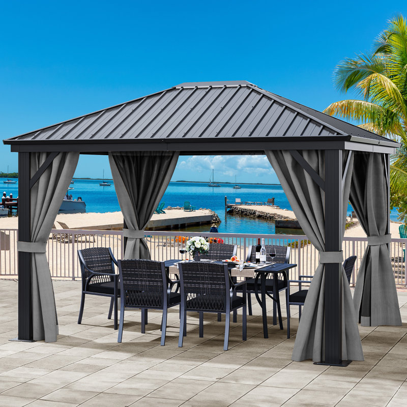 Abri de jardin pour patio en métal en aluminium mesurant l 12 pi x P 10 pi