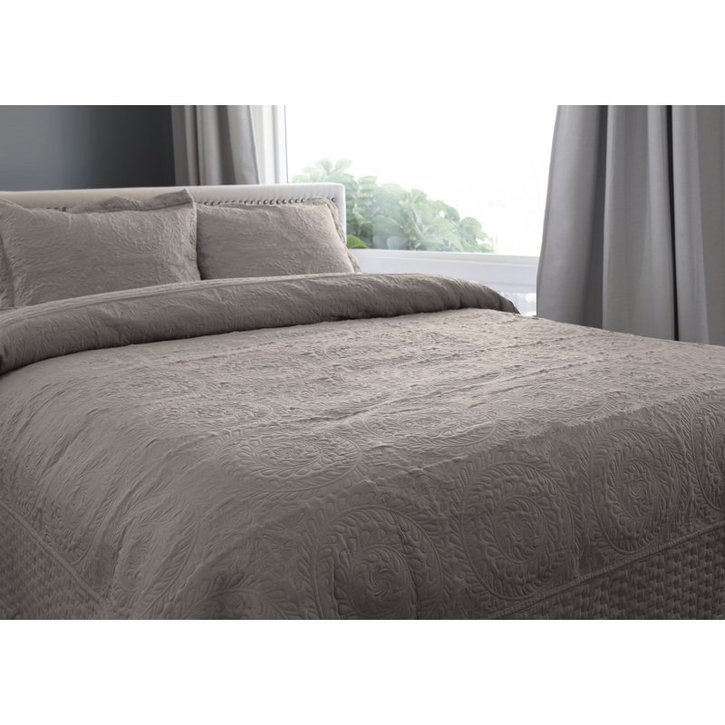 Ensemble de courtepointe , Taupe, Courtepointe pour lit simple + 1 taie décorative 