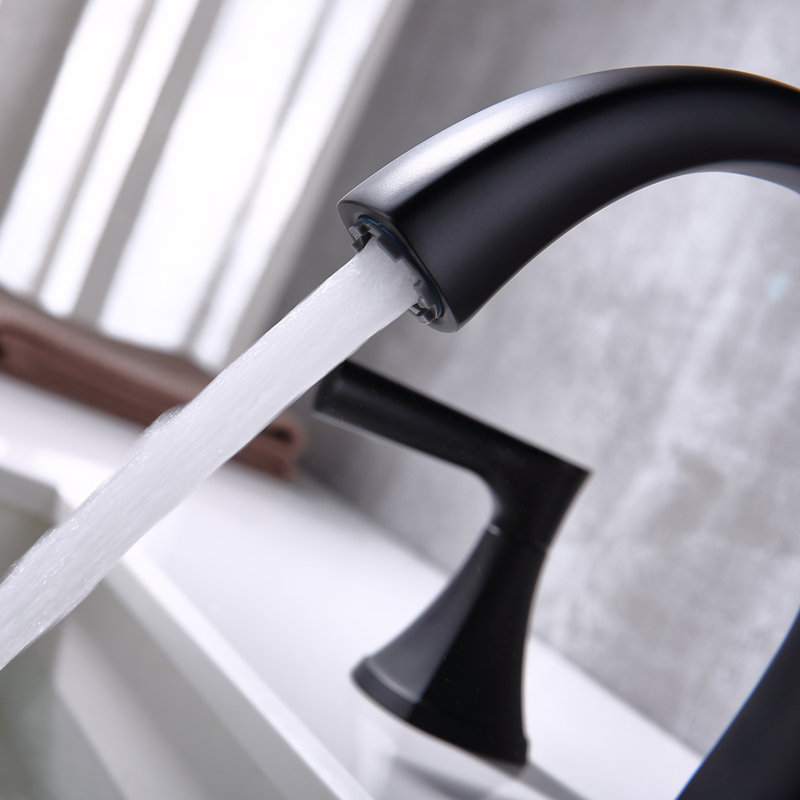 2-handle Bathroom Faucet with Drain Assembly, Matte Black