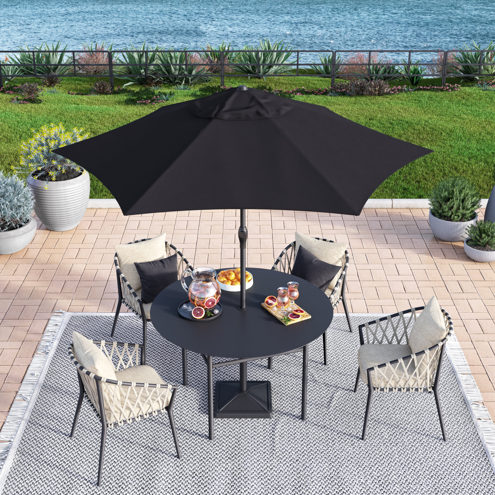Toscana 108'' Outdoor Umbrella, Navy Blue