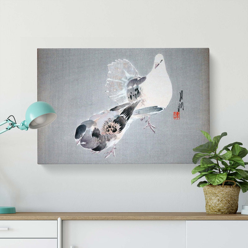Two Doves by Ogata Gekko - Wrapped Canvas, 35cm H x 50cm W x 3cm D