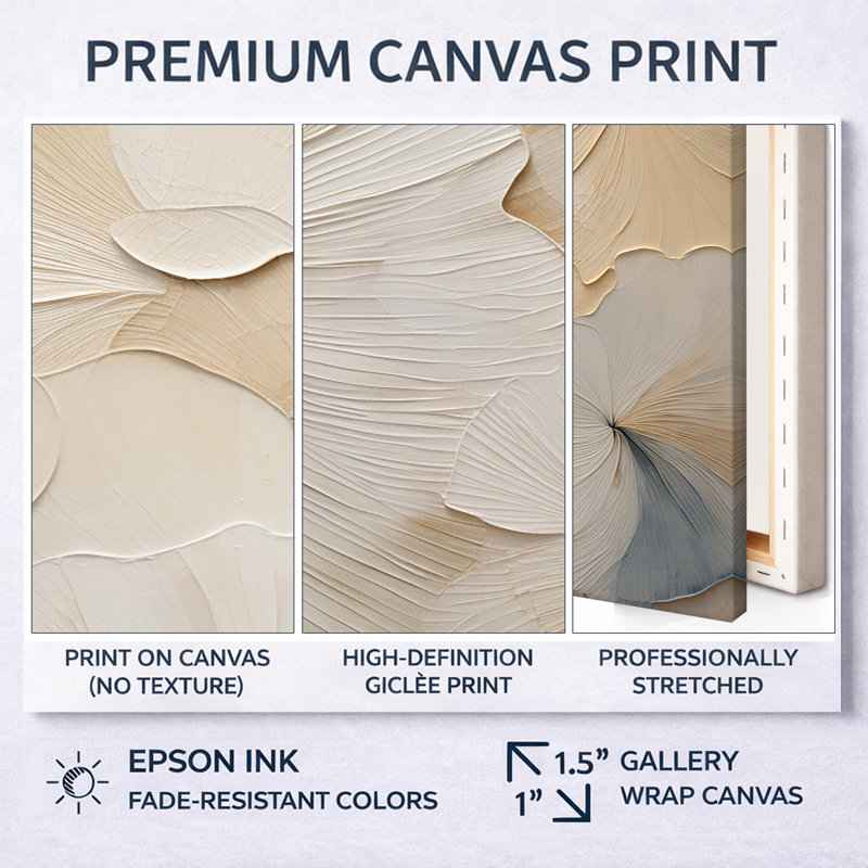 Beige Minimalism Elegance in Bloom - Flowers Wall Art Print, Beige Canvas Art Print, Wrapped Canvas, 32" H x 24" W, No Frame