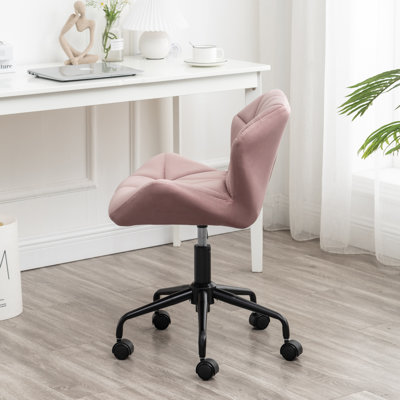Chaise de bureau mauve avec capitonnage à losanges - velours confortable, siège en mousse haute, rotation à 360 degrés, vérin à gaz, conception en velours à base métallique, pivot à 360 °,