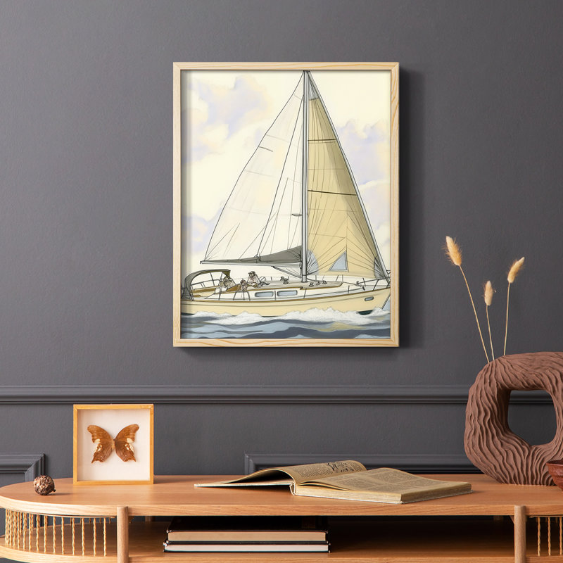 Série NAUTICAL Cxxi - reproduction encadrée de qualité supérieure - prête à être accrochée - aucun clou requis, Naturel