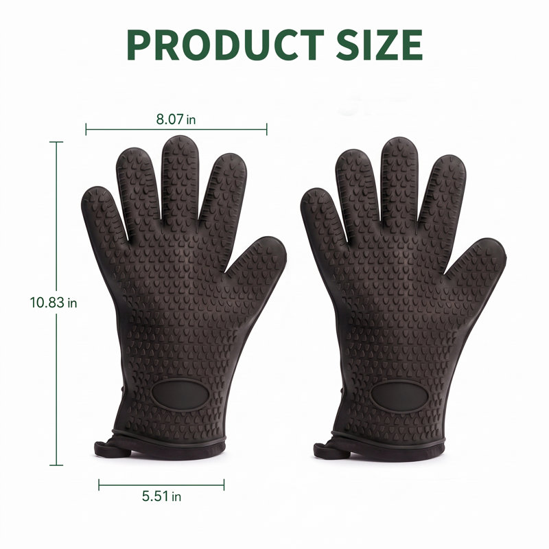 2 paires de gants de four à cinq doigts en silicone résistants à la chaleur pour la cuisson de la friteuse et du barbecue