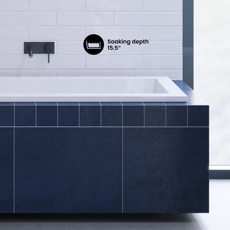 Baignoire de trempage réversible Voltaire 72 X 36 en blanc brillant avec trop-plein intégré, bonde incluse