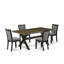 Ensemble de table de salle à manger 5 pièces comprenant une table de cuisine rectangulaire avec pieds en X et 4 chaises de salle à manger Parsons en tissu bleu bébé, lin brossé blanc-2069610238-1888325779