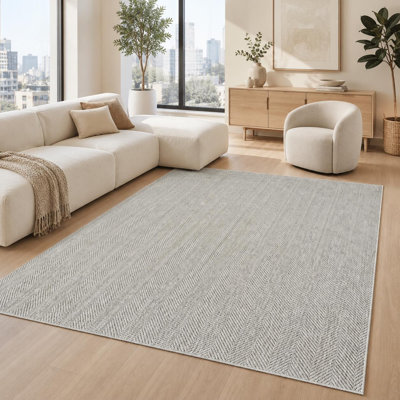 Grey textured flatweave machine-woven polypropylene area rug