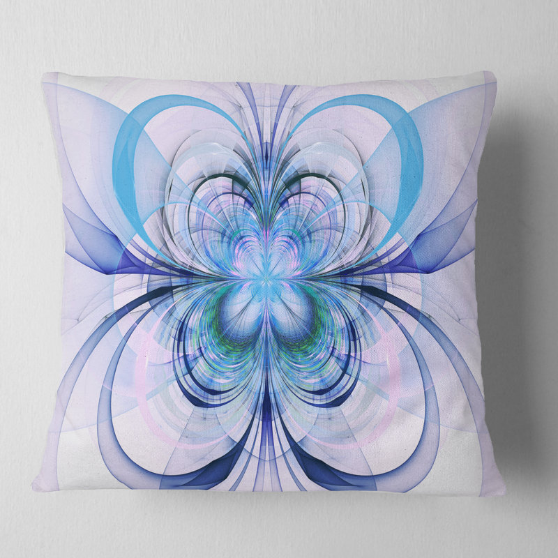 Fractal Flower Pattern - Floral Printed Pillow, 16" x 16", Blue, Throw Pillow