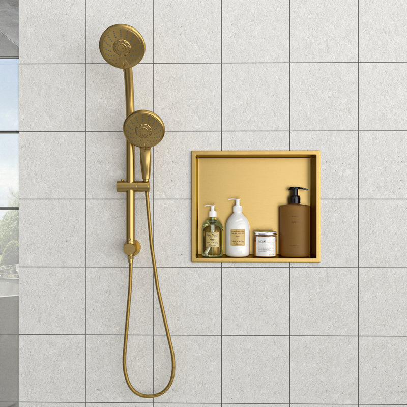 Niche de douche en acier inoxydable 15 po x 13 po, doré