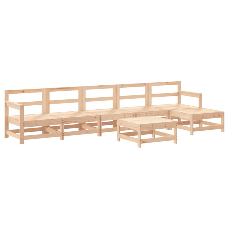  Garden Lounge Set Natural Pine Solid Pine Wood Large Modular, Brown Cushion/Brown Frame