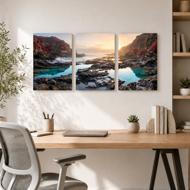 Coucher de soleil coucher de soleil sur toile tendue, ensemble de 3 reproductions d'art sur toile, 2436