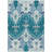 HomeRoots 3' X 5' Teal Blue Navy Blue And Gray Ikat Washable Indoor Outdoor Area Rug