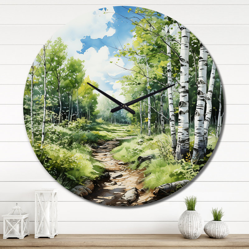 Birch Woods Whispering Winds XI Metal Wall Clock, Extra Large