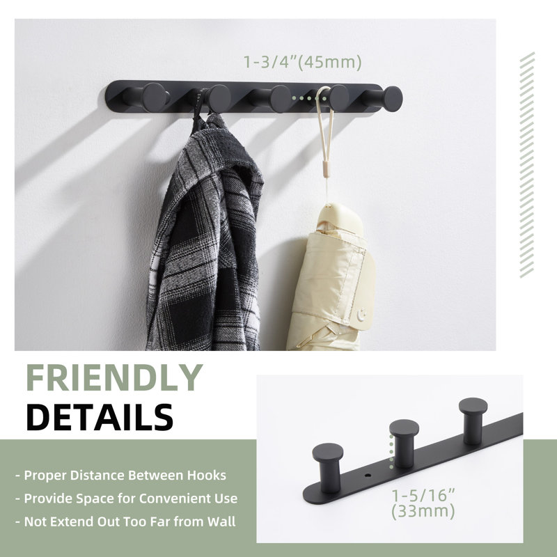 Porte-serviettes mural en acier inoxydable, Noir mat