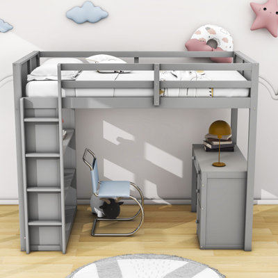 Goitzen 4 Drawer Loft Bed with Built-in-Desk by Harriet Bee