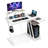 Computer Desk w/ Built-in Charge Station Metal Frame Gaming Desk w/ Monitor Shelf Writing Desk-875939382