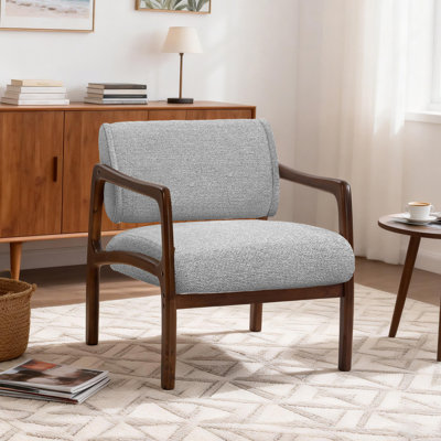 Chaise avec accoudoirs moderne en bois massif avec dossier réglable pivotant sur 360 °