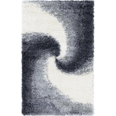 Tapis abstrait en polypropylène tissé à la machine Mattis gris / blanc