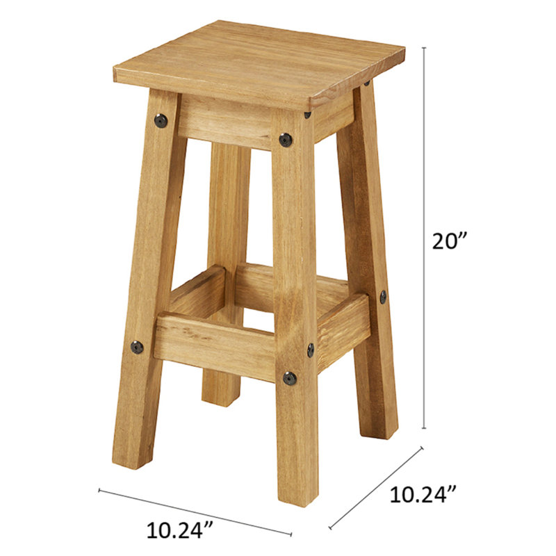 Louroukina Solid Wood Counter Stool, Natural