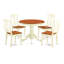 L'ensemble de table de cuisine 5 pièces pour 4 personnes comprend une table ronde avec piédestal et 4 chaises de salle à manger, babeurre et cerise-1247586734-1228959441-1275752887