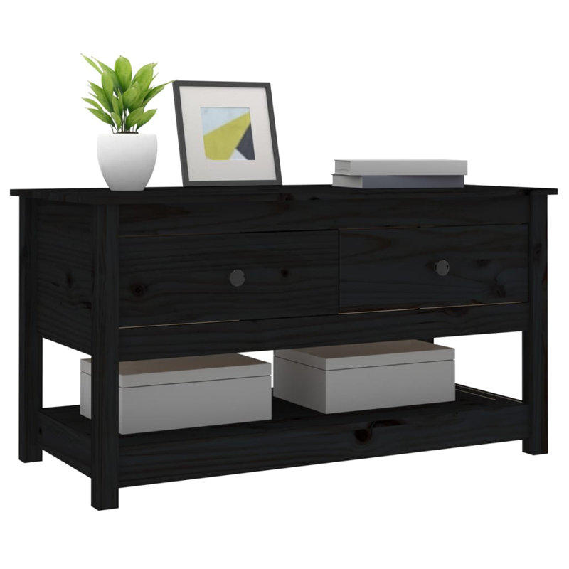 Kolk Solid Wood Solid Coffee Table with Storage, Black