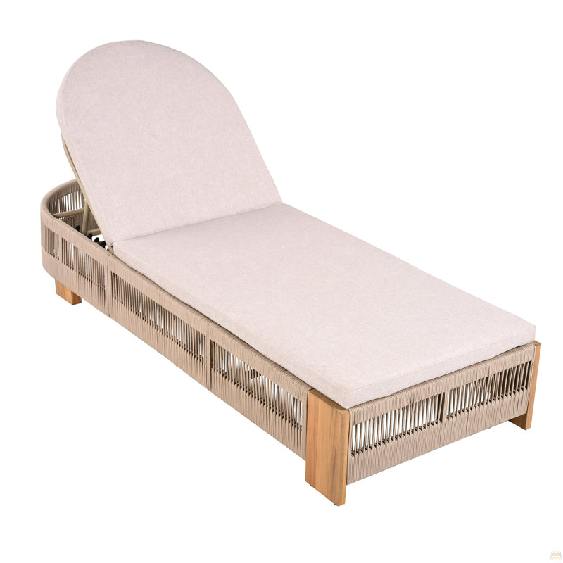 Chaise longue d'extérieur réglable en bois d'acacia, Beige