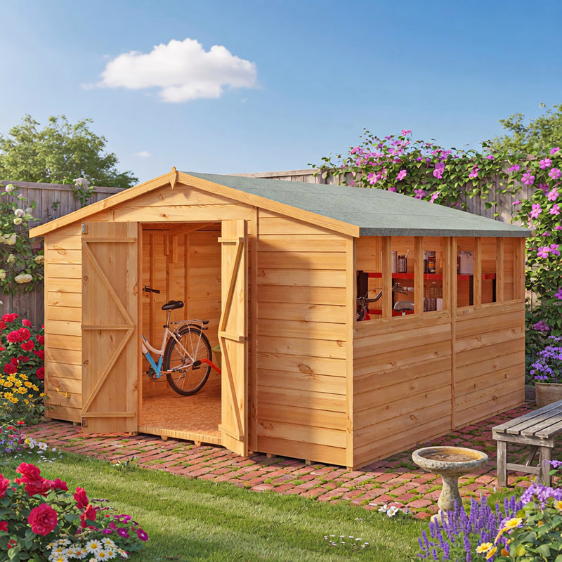 Garden Value 10 ft. W x 10 ft. D Overlap Apex Wooden Shed, No