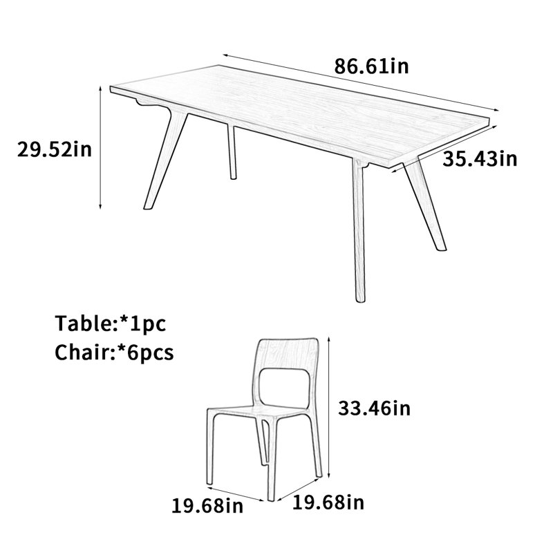 Black Walnut Rectangular Dining Table, 29.52" H x 86.61" L x 35.43" W