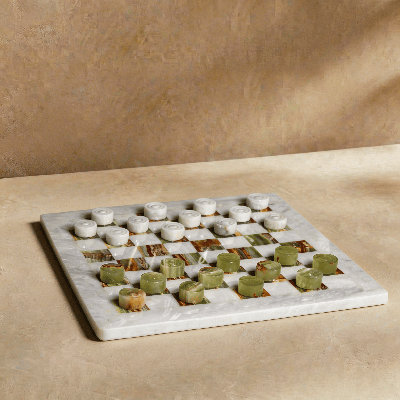 Marble Cultures Marble Backgammon & Checkers Set