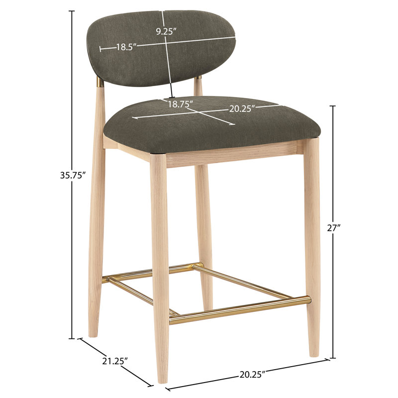 Tabouret en tissu Riccio, Tissu de polyester brun, Naturel, Brossé