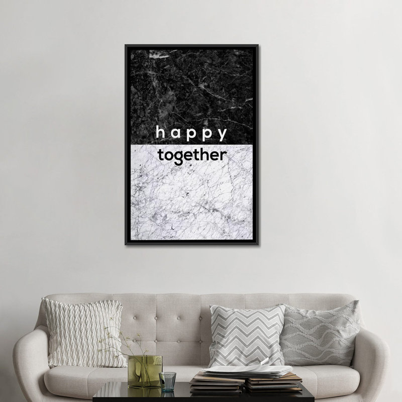 « happy pair », impression sur toile, H 26 po x l 18 po x P 1,5 po, Toile encadrée noire, Pas de tapis