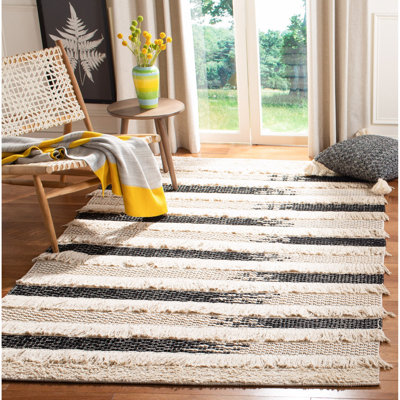 Tapis rayé en coton tissé à la main Jessen 