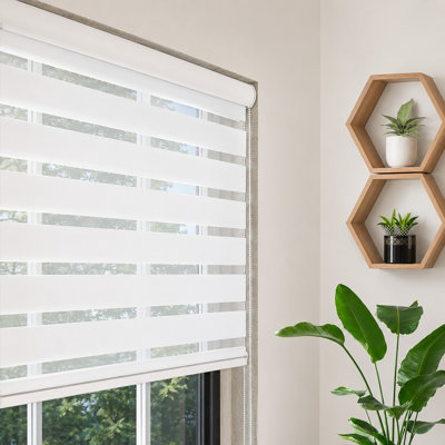 Pinecrest Home Goods  Custom-Cut Size Zebra Blinds for Indoor Windows Light Filtering & Room Darkening Roller Shades ( Cream Colour ) ( Height 78 inch ) ( Width 45 inch )
