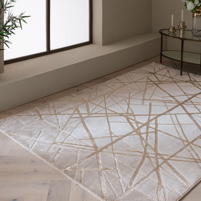 Aurora AU13 Mica Metallic Beige Area Rug, Rectangle 240cm x 340cm
