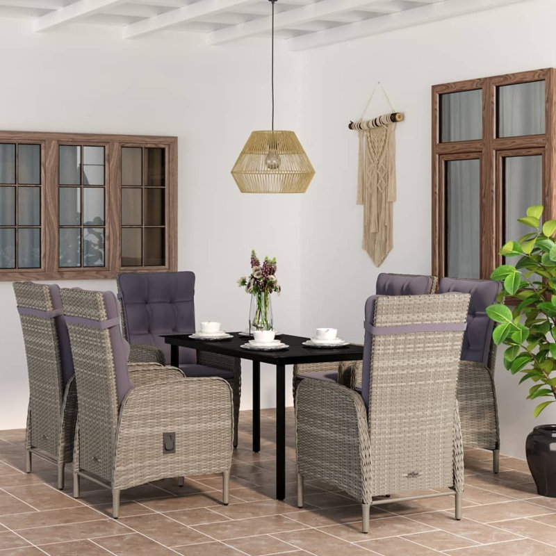 Ensemble repas pour 6 personnes Pattaya, H 29,1 po x L 55,1 po x l 27,6 po, Gris, 6