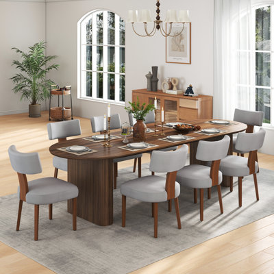 Modern Farmhouse Solid Wood Extendable Dining Table Set for 4-8 People