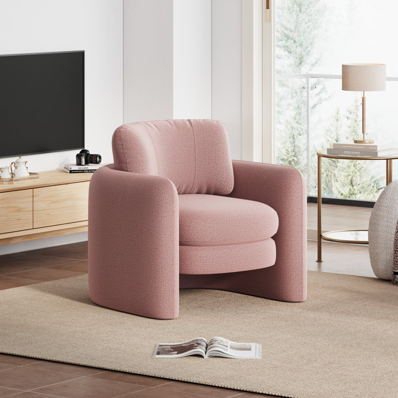 Fauteuils d'appoint modernes en chenille de 34,1 po de large (ensemble de 2), Mélange de polyester rose