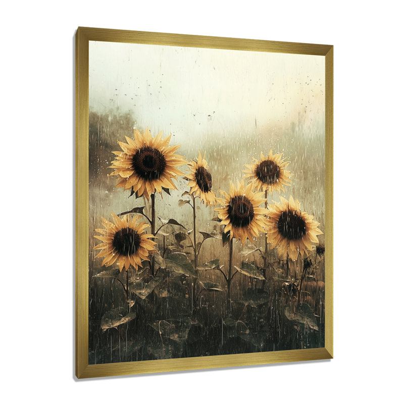 Doykos - Art mural sur toile florale, H 40 po x l 30 po, Picture Framed, Doré
