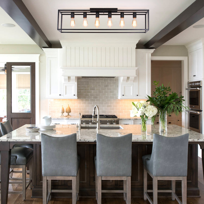 6 - Light 97cm Farmhouse Metal Dimmable Flush Mount